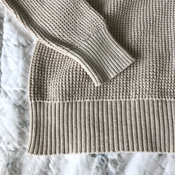 J Crew Factory Waffle Knit Cream Sweater - Picture 5 of 5